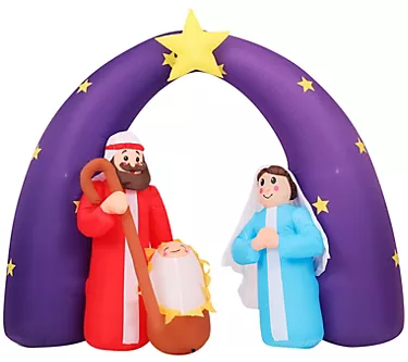 Fraser Hill Farm 7-Ft. Pre-Lit Inflatable Nativity Scene