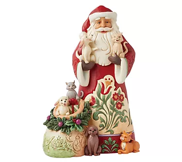 Jim Shore Santa with Pets Figurine 9in H