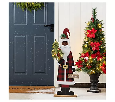 Glitzhome 36"H LED Lighted African Santa PorchSign with Timer