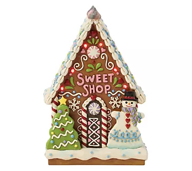 Jim Shore Heartwood Creek Gingerbread LED SweetShop Fig 6.5in