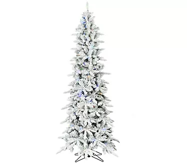 Fraser Hill Farm 9-Ft. Slim Mtn Pine Flocked Christmas Tree