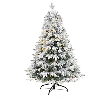 Nearly Natural 4 Ft. Flocked Christmas Tree w/100 Clear LED 1 372019-nearly-natural-4-ft-flocked-christmas-tree-w-100-clear-led-1.webp