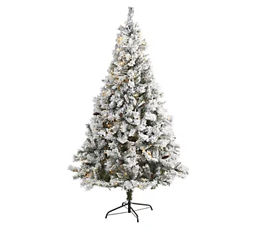 Nearly Natural 7' Flocked Tree w/ Pinecones & 350 LEDs