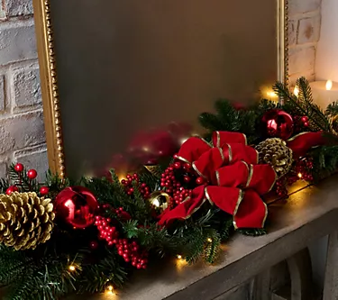 Sandra Lee 6' Classic Christmas Garland with LED Lights