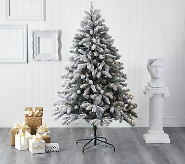 Nearly Natural 6' Flocked South Carolina Faux C hristmas Tree