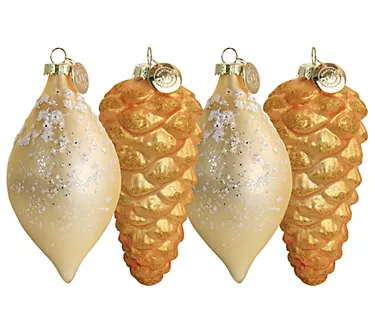 Martha Stewart Pointy Ball and Pinecone 4 PieceOrnament set