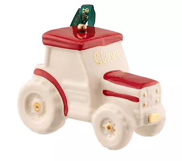 Belleek Pottery Tractor Ornament - Red