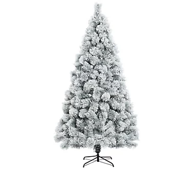 LuxenHome 7.7' Full Artificial Snow-Flocked Chr istmas Tree