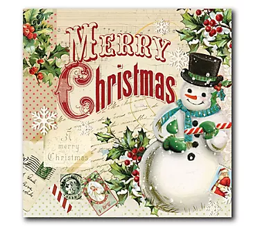 Courtside Market Merry Xmas Snowman 16x16 Canvas Wall Art