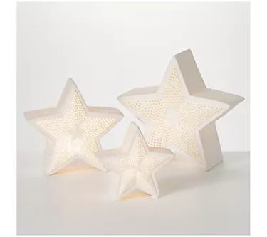 The Whitehurst Company S/3 Ceramic Lighted Stars