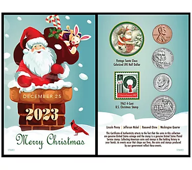 American Coin Treasures 2023 Santa CollectibleGreeting Card