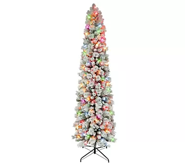 Puleo International 7.5 ft Pre-Lit Flocked Port land Tree