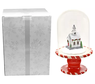 Temp-tations 13in Cake Plate Cloche with Removable Scene