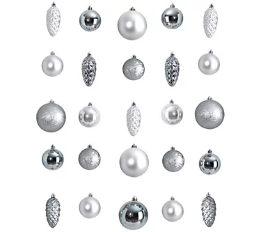 Nearly Natural 23 Lux Plastic Ornament Set with Container