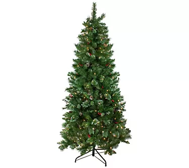 Northligt 6.5' Pine & Iridescent Glitter Tree Clear Lights
