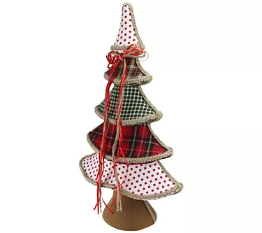 Northlight 23" Red & Green Plaid & Polka Dot Tre Decor