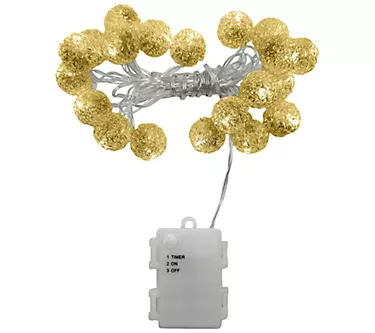 LumaBase Battery-Operated String Lights w/ 20 Gold Balls