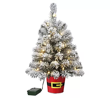 Haute Decor 18" Flocked Night Night Tree Warm White LED Lights