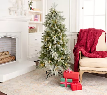 5' Twinkling Frosted Slim Colonial Christmas Tree by Valerie