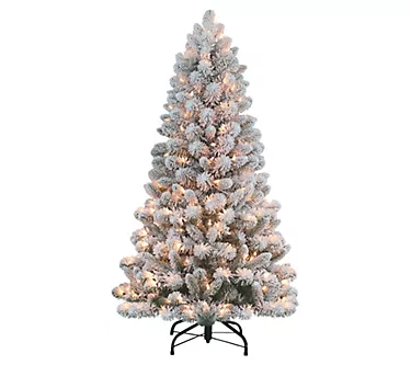 Puleo Pre-Lit 4.5' Flocked Virginia Pine Christ mas Tree