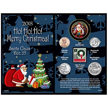 American Coin Treasures 2018 Santa Coin and Stamp Card
