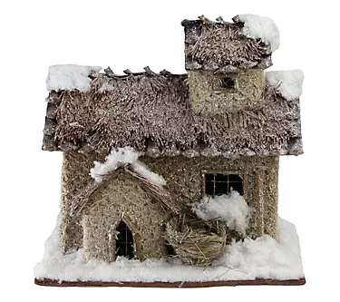 Northlight 9.25" Brown & Beige Two-Story Snowyabin Decor 1 372731-northlight-9-25-brown-beige-two-story-snowyabin-decor-1.webp