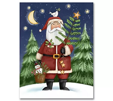Courtside Market Prim Santa 16x20 Canvas