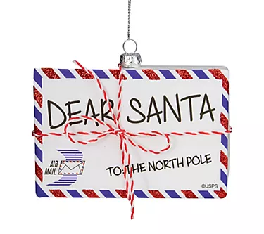 Northlight 3.5" Envelope "USPS Dear Santa" Glass Ornament