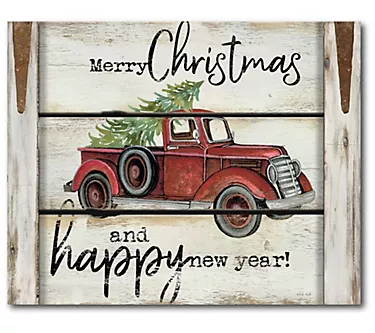 Courtside Market Red Christmas Truck 16x20 Canv as