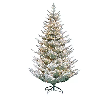 Puleo Pre-Lit 7.5' Flocked Hillside Spruce Chritmas Tree