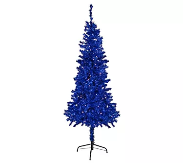 Northlight 6' Prelit Blue Tinsel Christmas Tree, Clear Lights