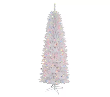 Puleo Pre-Lit 6.5' Pencil White Fraser Fir Chri stmas Tree