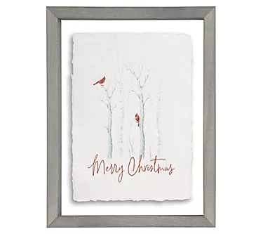 Merry Christmas Cardinals Floating Frame Art