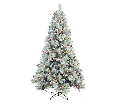 7' Glitter Mixed Pine Tree with 400 Lights by Santa's Worksho