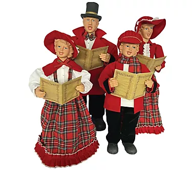 Red Plaid Carolers Set of 4 by Santa's Workshop27" to 37"