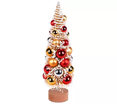 Vickerman 12" Frosted Gold Tree with MulticolorOrn