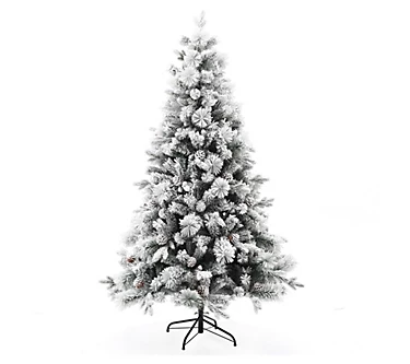LuxenHome 6' Artificial Flocked Full Pine Chris tmas Tree