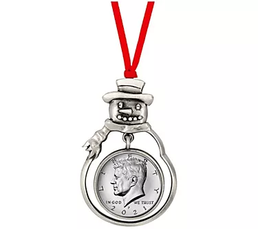 JFK 2021 Half Dollar Coin Snowman Ornament