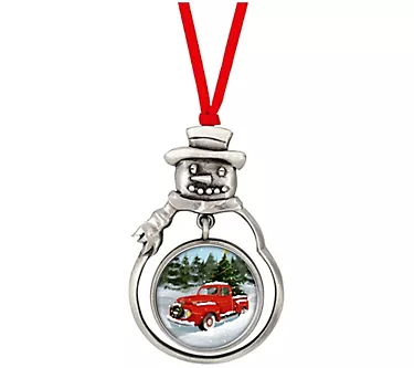 JFK Half Dollar Snowman Ornament Colorized RedTruck Coin