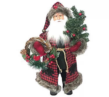 Santa's Workshop 15" Plaid Black Bear Claus