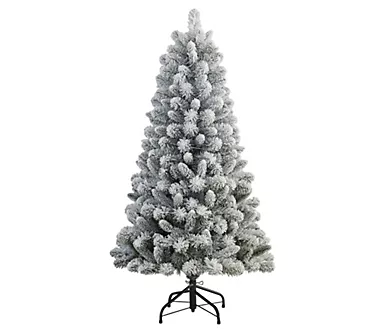 Puleo 4.5 Flocked Virginia Pine Christmas Tree with Stand