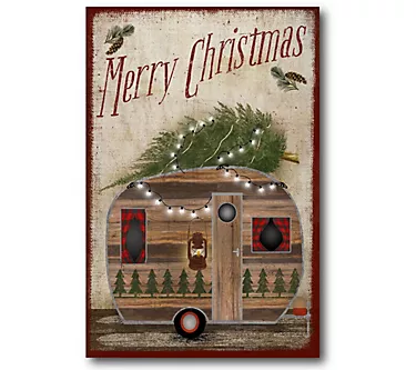 Courtside Market Camper Rustic Christmas 18x26anvas
