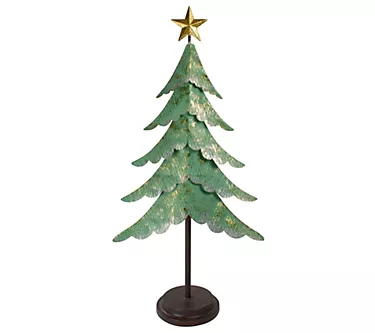 Northlight 31" Green & Gold Layered Tree w/ a Star Decor