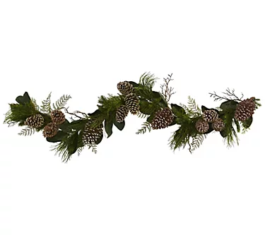 6' Pinecone and Pine Artificial Garland by Nearly Natural