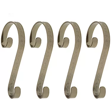 Haute Decor Set of 4 Holly Embossed Stocking Scrolls
