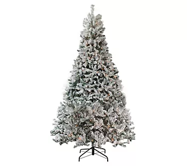 Northlight 6.5' Pre-Lit Heavily Flocked Pine Christmas Tree