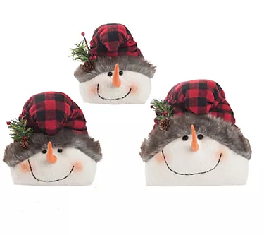 C&F Home Buffalo Check Snowmen Figurine Set of 3