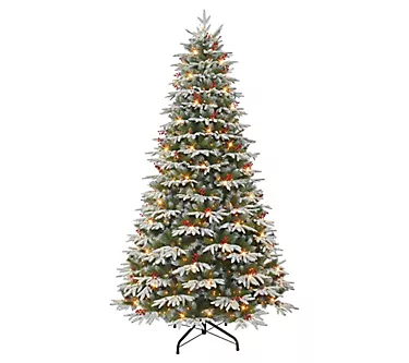 Puleo 9' Prelit Flocked Halifax Fir Tree, 900 UL Clear 1 373457-puleo-9-prelit-flocked-halifax-fir-tree-900-ul-clear-1.webp
