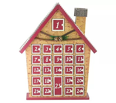 Northlight 15" Red & Beige House w/ Calendar Tabletop Decor