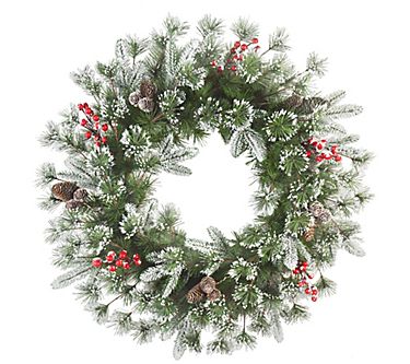 Puleo 24" Decorated Wreath, 200 Tips, Pine Cones & Berries